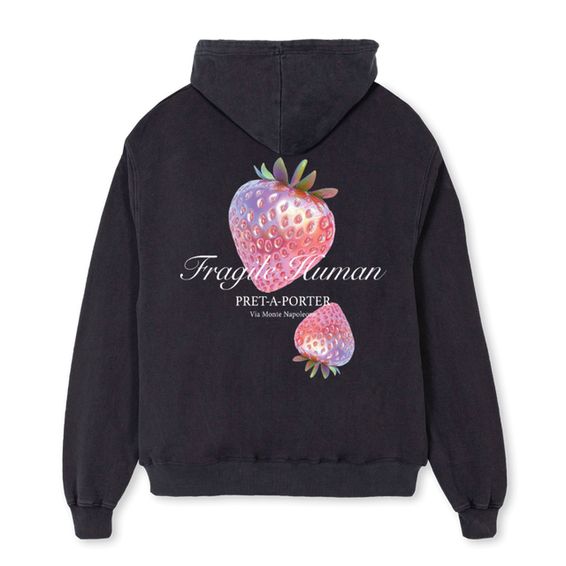 STRW Z Vintage Black Oversized Zipped Hoodie.