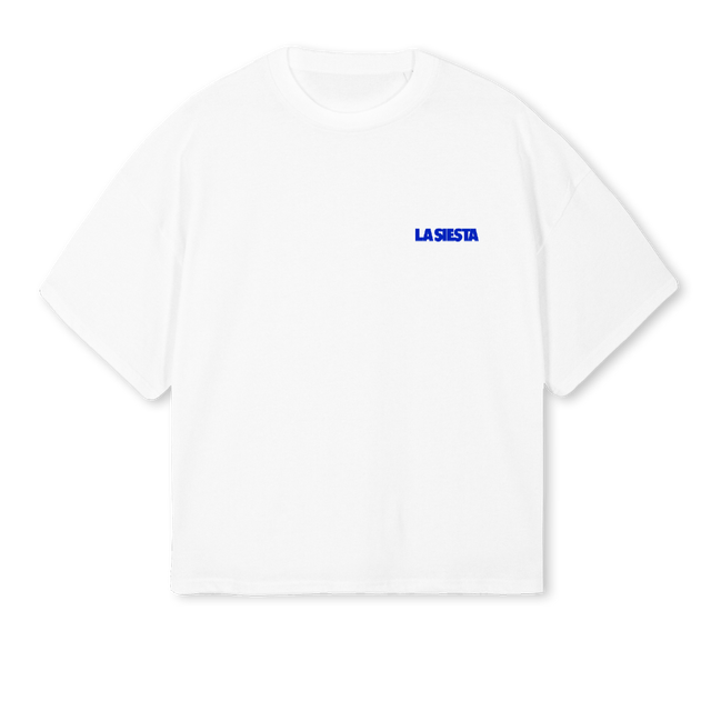 SIESTAHOLICWHITE White Oversized Boxy Tee.