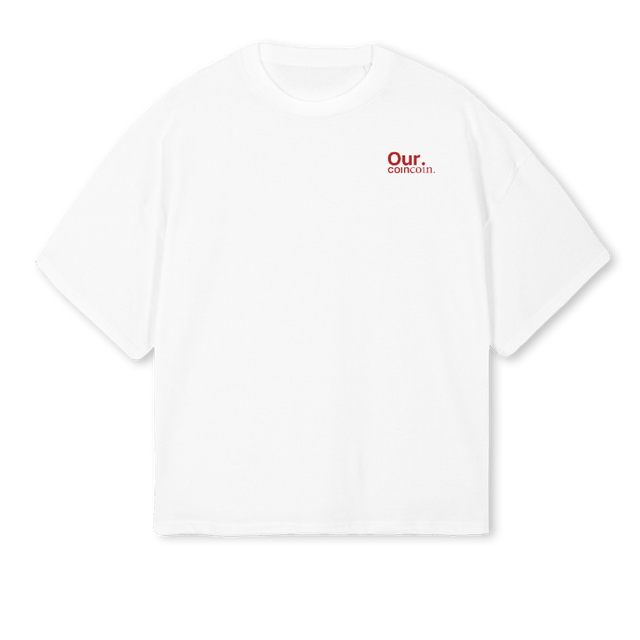 OURCOINCOINMAHAL White Oversized Boxy Tee.