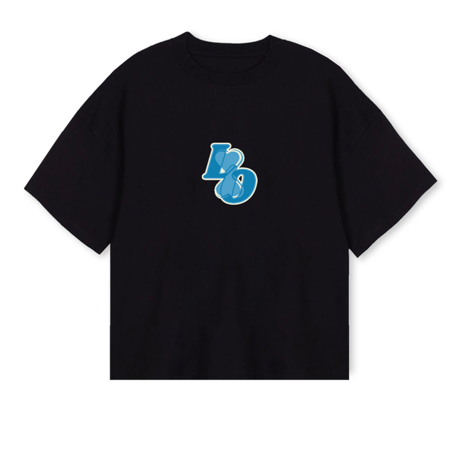 PASTELITO AZUL Black Oversized Boxy Tee.