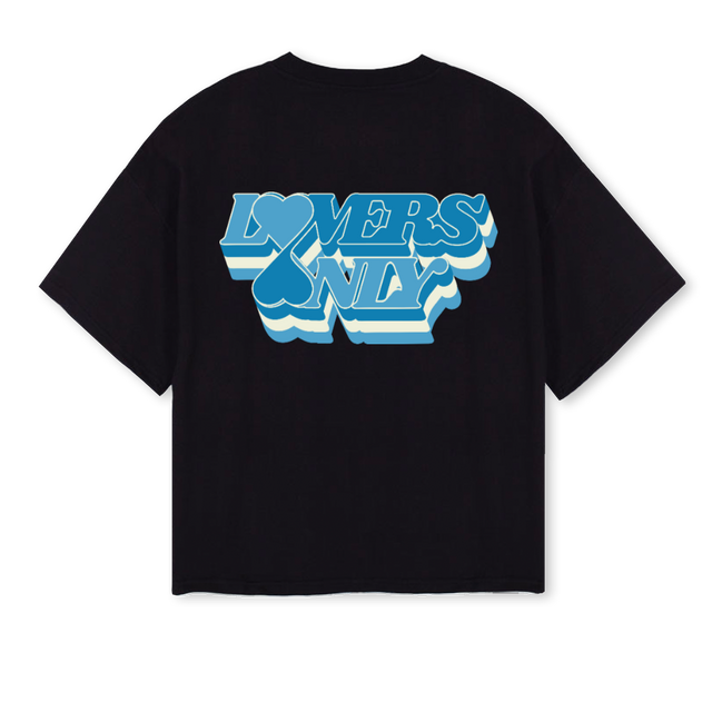 PASTELITO AZUL Black Oversized Boxy Tee.