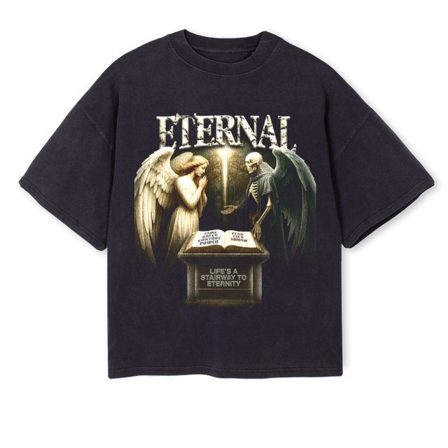 ETERNAL  Vintage Black Oversized Boxy Tee.