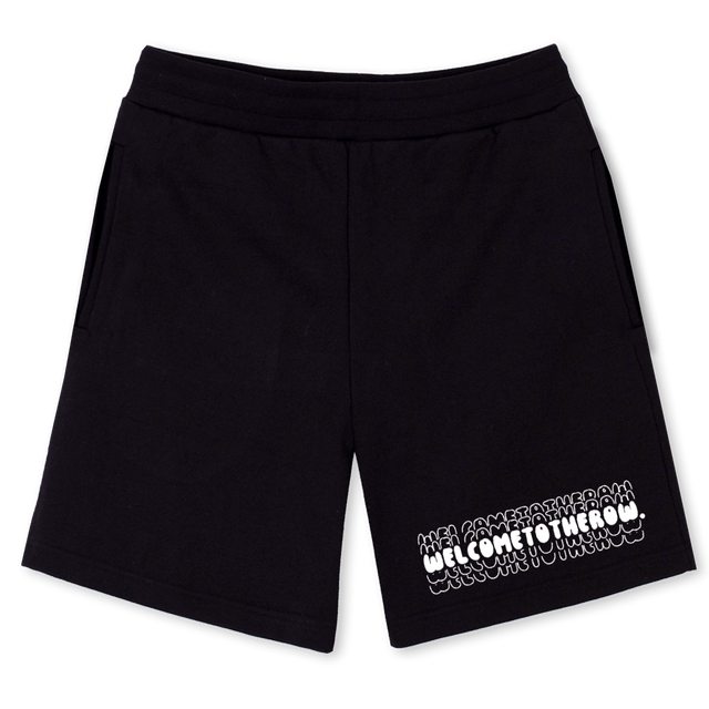 WTTR BUBBL Black Relaxed Sweatshorts.