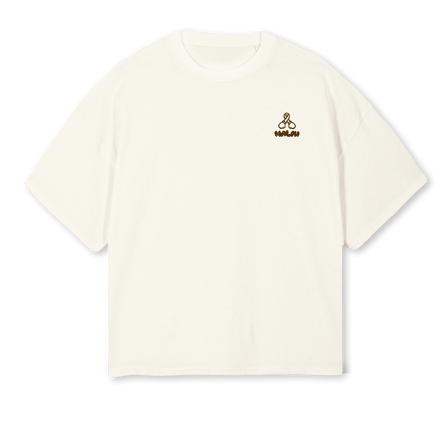 NNFONET Cream Oversized Boxy Tee.