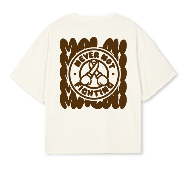 NNFONET Cream Oversized Boxy Tee.