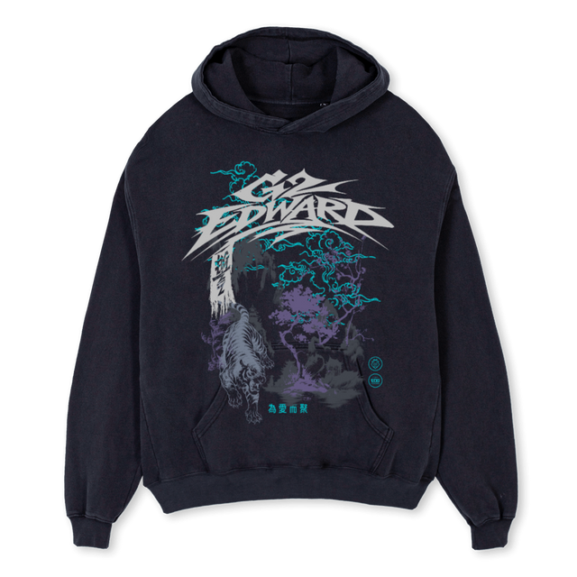 BLACKHOODIE Vintage Black Oversized Hoodie.