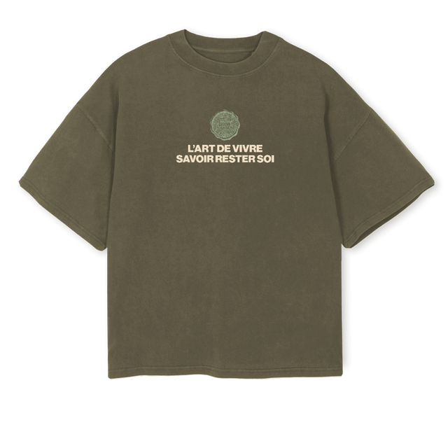 LSSUMMERZWEIKFUENFBR Vintage Olive Oversized Boxy Tee.