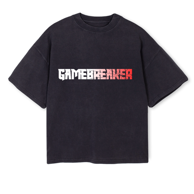 GAMEBREAKERBOXLOGO Vintage Black Oversized Boxy Tee.