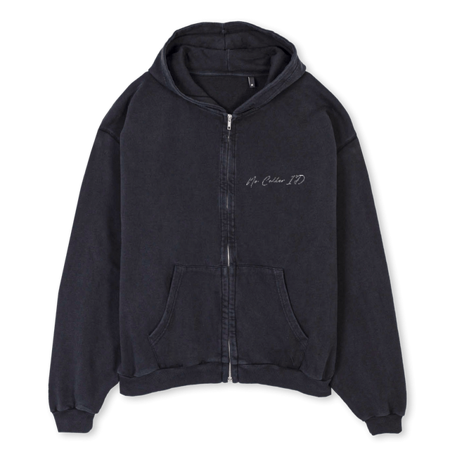 SCRIPTBLACKHOODIE Vintage Black Oversized Zipped Hoodie.