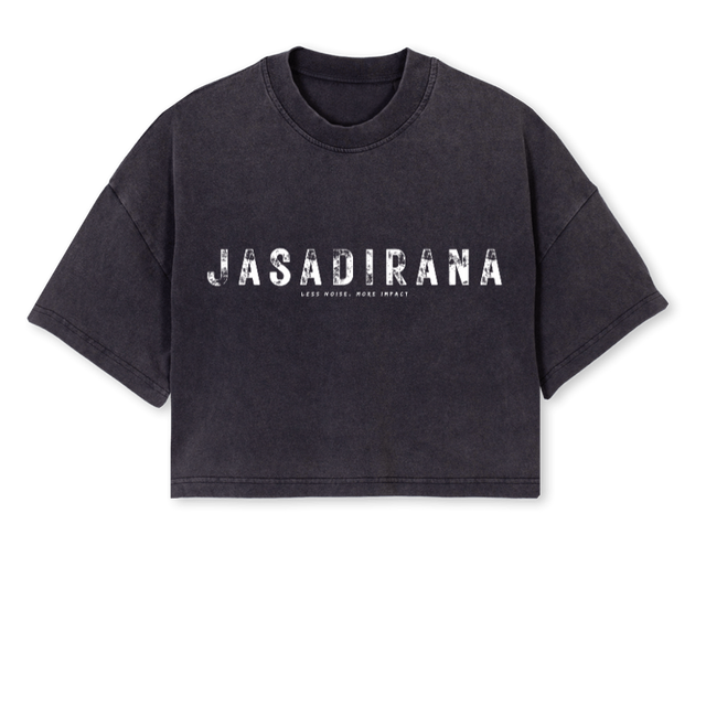 JASADIRANA CRP Vintage Black Cropped Oversized Tee.