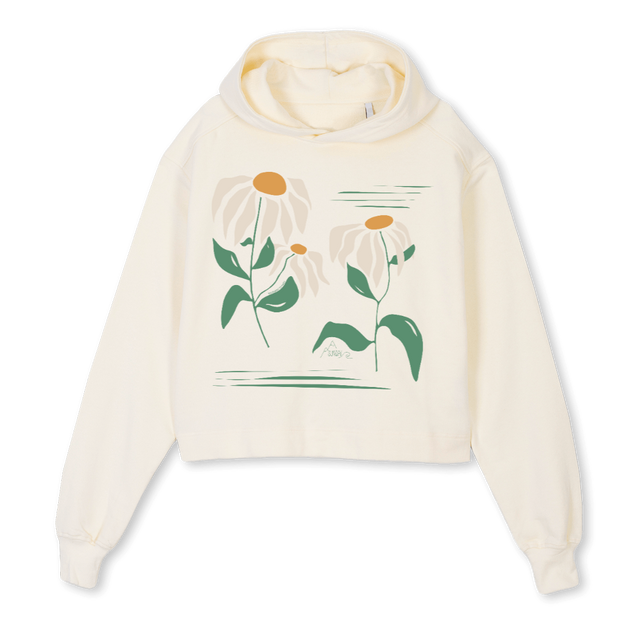 CROPHODFLOWER Cream Cropped Hoodie.