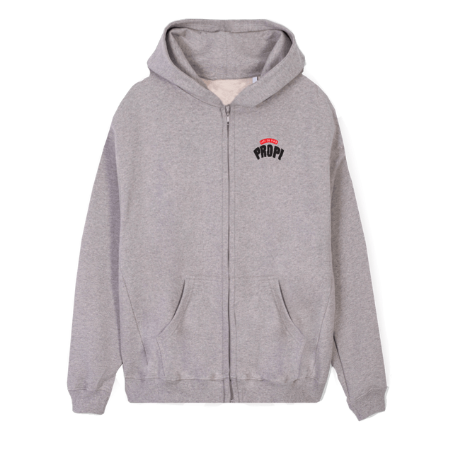 PULLIGRAU Grey Marl Regular Zipped Hoodie.