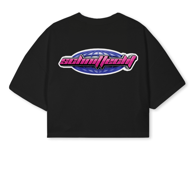 OKSANI Black Cropped Oversized Tee.
