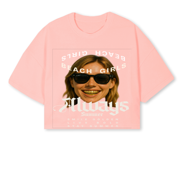 BEACH GIRLCLAY Pink Clay Cropped Oversized Tee.