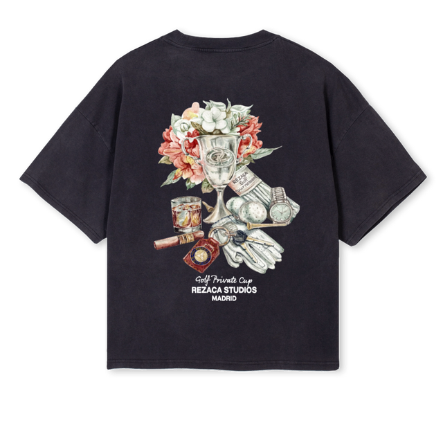 TROPHEE Vintage Black Oversized Boxy Tee.