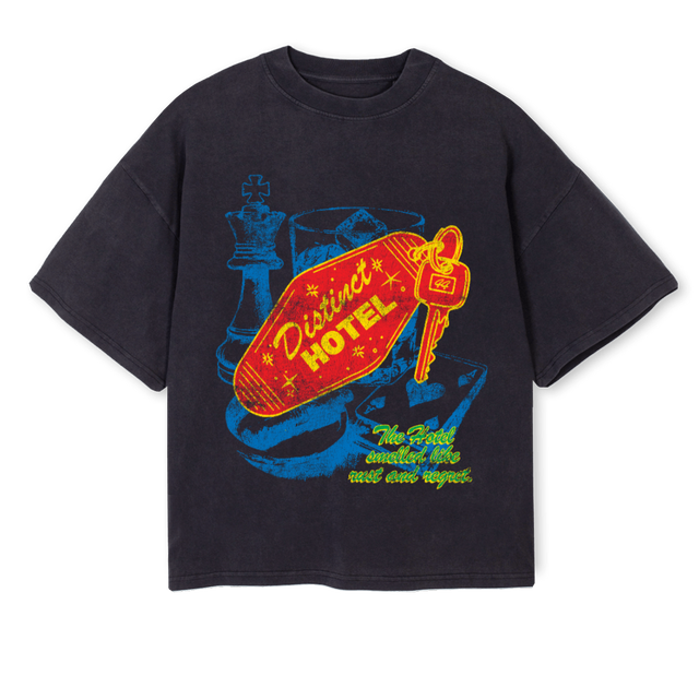 HOTEL Vintage Black Oversized Boxy Tee.