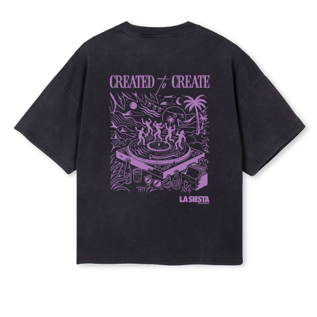 DANCEVIOLETDARKGREY Vintage Black Oversized Boxy Tee.