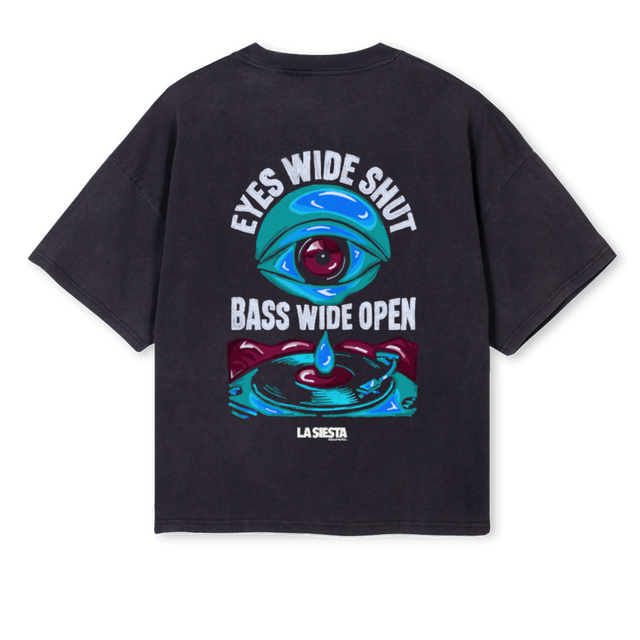 EYEBLUEDARKGREY Vintage Black Oversized Boxy Tee.