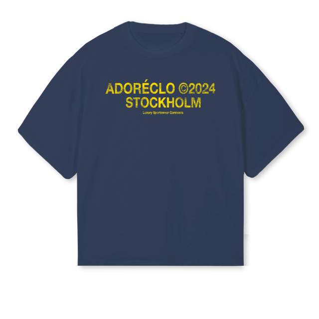 ADORESTHLMM Navy Blue Oversized Boxy Tee.