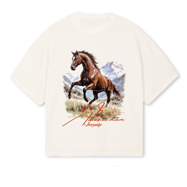 MY AMERICANA Vintage White Oversized Boxy Tee.