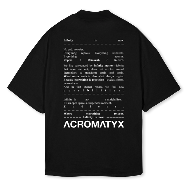 ACROMATYX OCHO  Black Oversized Mock Neck Tee.