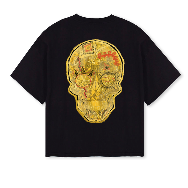 GOLDSKULL Black Oversized Boxy Tee.