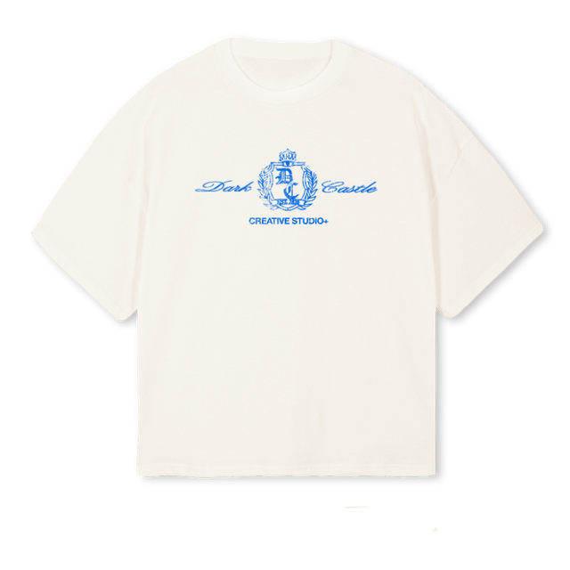 CAMISA MOGRAMO AZUL Vintage White Oversized Boxy Tee.
