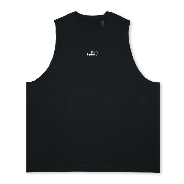 LMTANKONE Deep Black Oversized Vest.