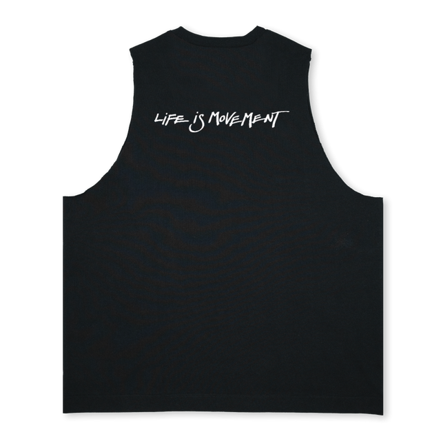 LMTANKONE Deep Black Oversized Vest.