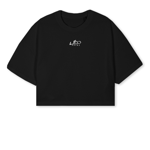 LMCROPTWO Black Cropped Oversized Tee.
