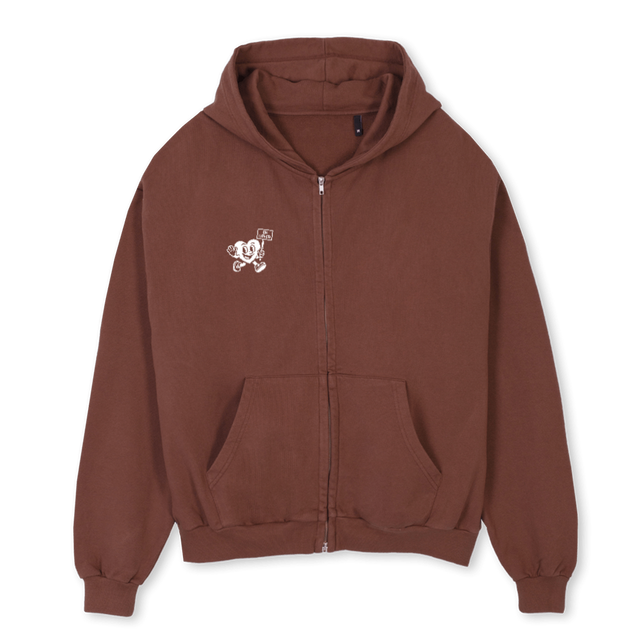 THCBZ Vintage Brown Oversized Zipped Hoodie.