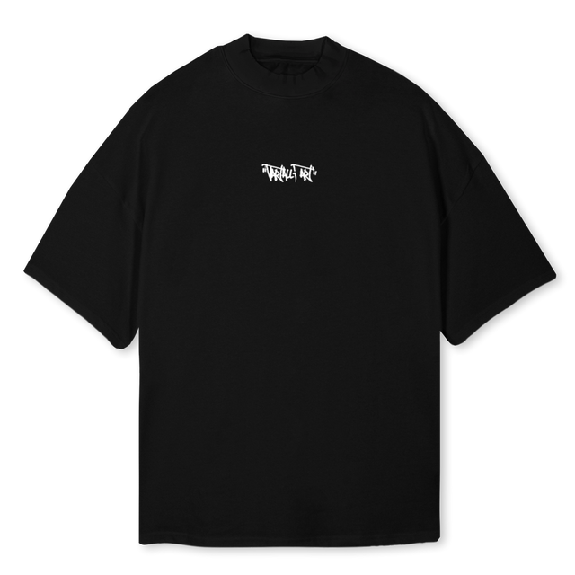 VARTALLIARTBLCK Black Oversized Mock Neck Tee.