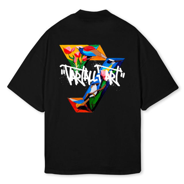 VARTALLIARTBLCK Black Oversized Mock Neck Tee.