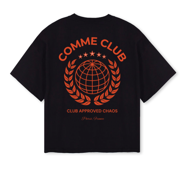 CLUBAPPROVEDCHAOS Black Oversized Boxy Tee.