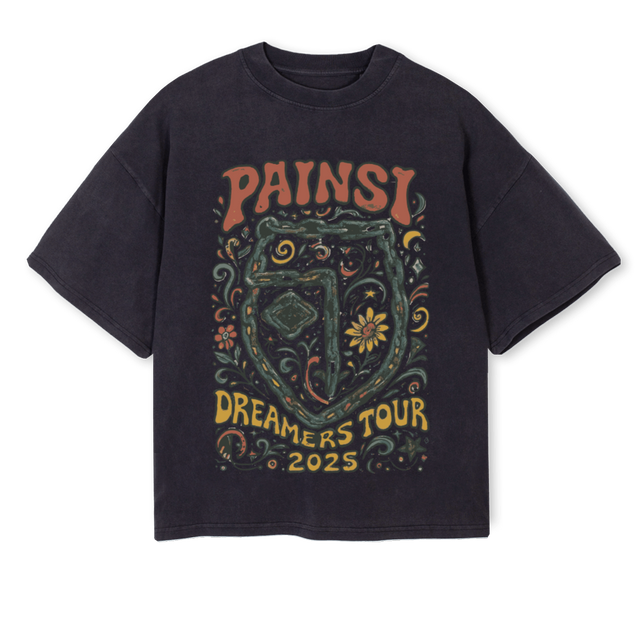 AP Vintage Black Oversized Boxy Tee.