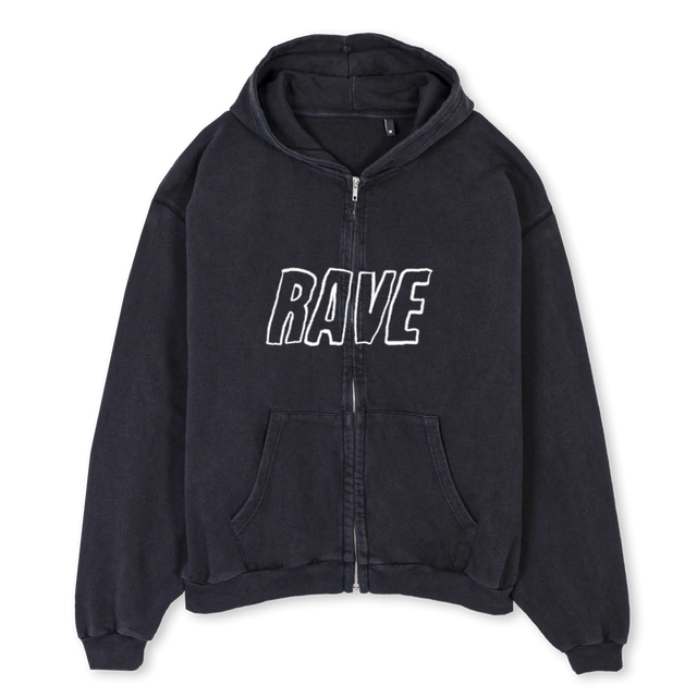 ZIPTWO Vintage Black Oversized Zipped Hoodie.