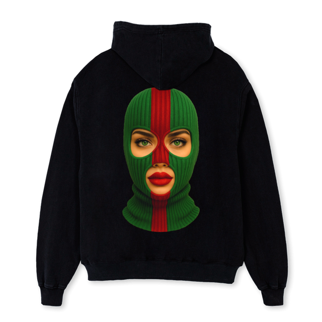 MASK Black Oversized Zipped Hoodie.