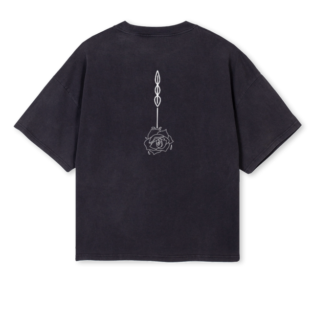 HUSHFLEURI Vintage Black Oversized Boxy Tee.