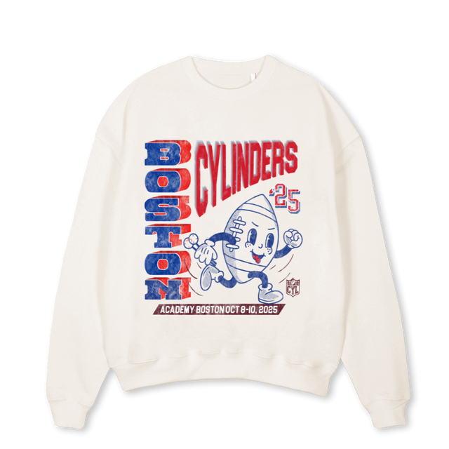 BOSTON Vintage White Oversized Crewneck Sweater.