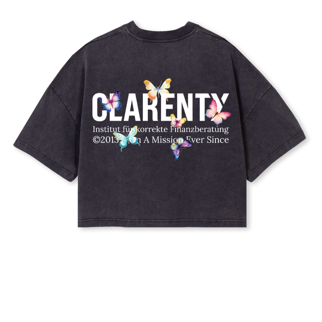 CROPTOPGRYBUTTER Vintage Black Cropped Oversized Tee.