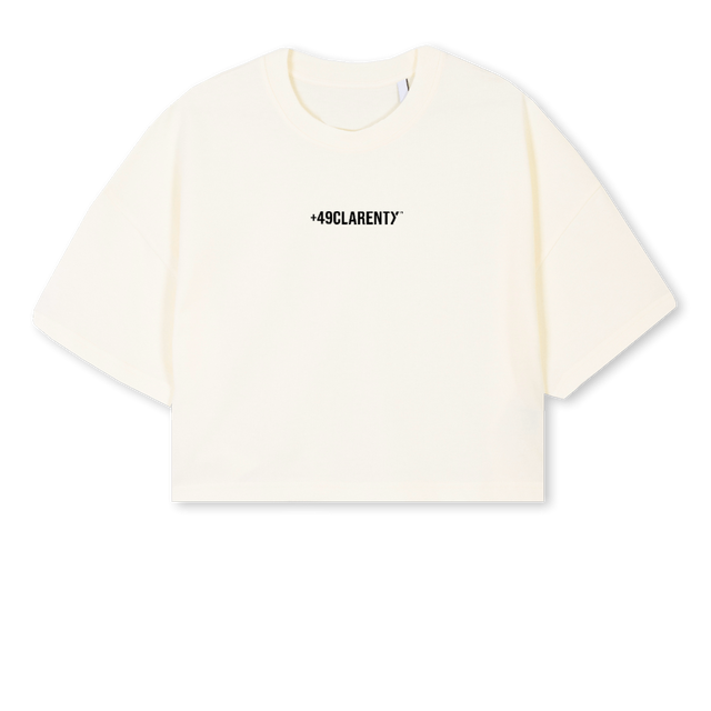 CROPTOPVINTAGEBUTTER Cream Cropped Oversized Tee.