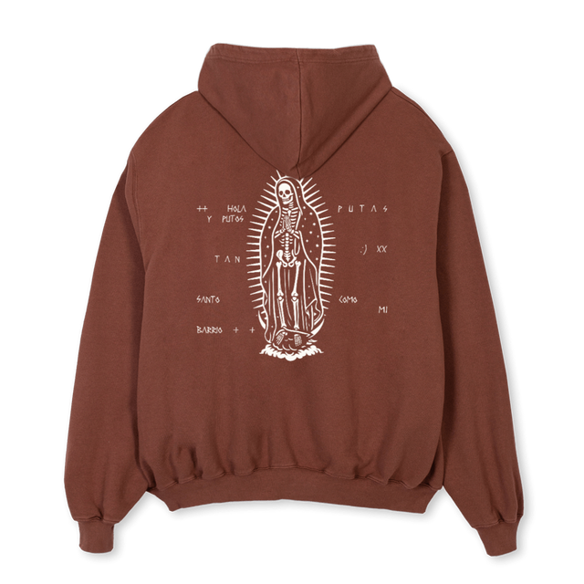 ZIPHOODIEBARGUADALUP Vintage Brown Oversized Zipped Hoodie.