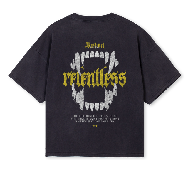 RELENTLESS Vintage Black Oversized Boxy Tee.