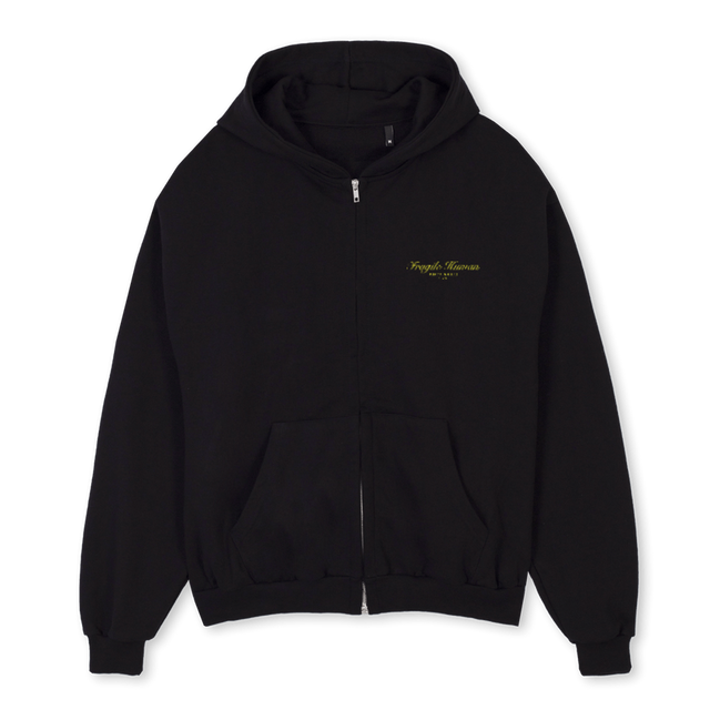 ANGL ZP Black Oversized Zipped Hoodie.