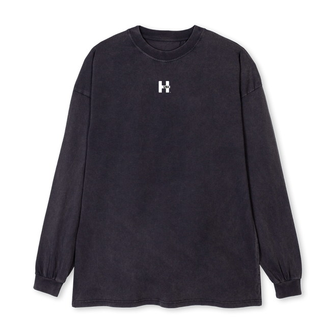 MANCHELONGUEHUSH Vintage Black Oversized LS Tee.