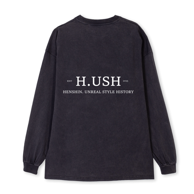 MANCHELONGUEHUSH Vintage Black Oversized LS Tee.