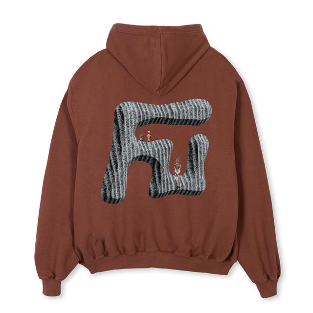 FNUDMARCOIV Vintage Brown Oversized Zipped Hoodie.