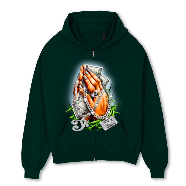 BLESSEDZIP Wild Green Oversized Zipped Hoodie.