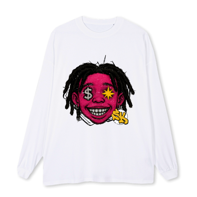 CASHTRUSTLSTEE White Oversized LS Tee.