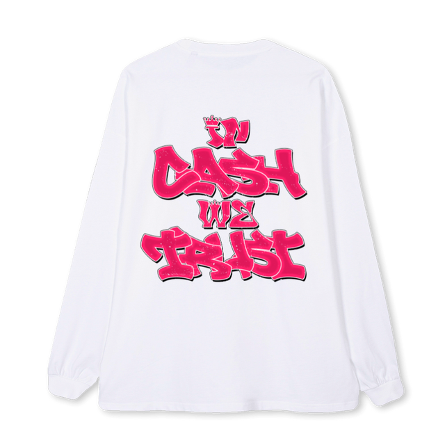 CASHTRUSTLSTEE White Oversized LS Tee.